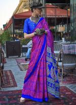 Sattin Crepe Rani Pink Party Wear Digital Printed Saree